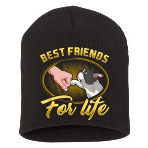 Bestfriends For Life Boston Terrier Dog Mom Dog Dad Funny Short Acrylic Beanie