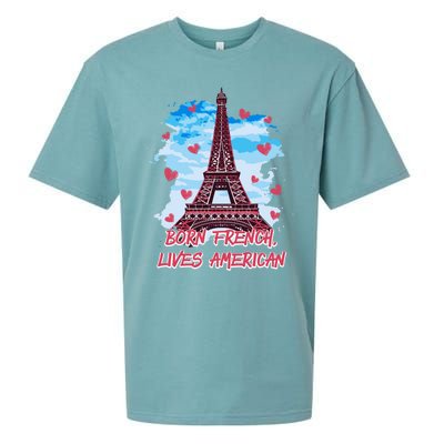 Born French Lives American Nationality Lifestyle Heritage Gift Sueded Cloud Jersey T-Shirt