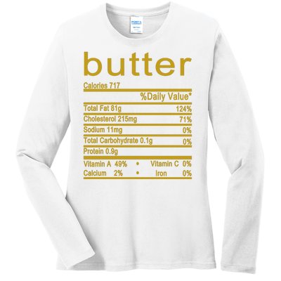 Butter Facts Label Ladies Long Sleeve Shirt