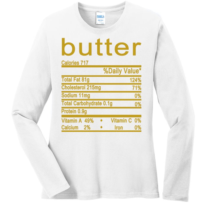 Butter Facts Label Ladies Long Sleeve Shirt