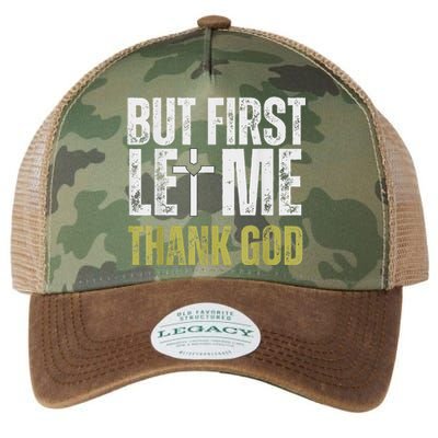 But First Let Me Thank God Vintage Christian Legacy Tie Dye Trucker Hat