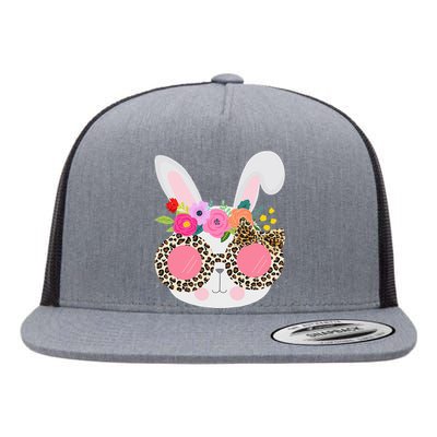 Bunny Face Leopart Print Easter Basket Stuffer Flat Bill Trucker Hat