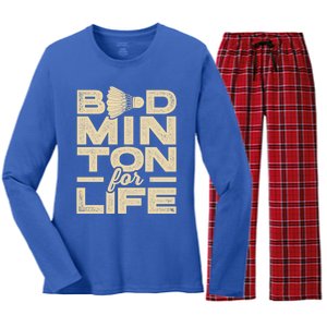 Badminton For Life Badminton Player Shuttlecock Cross Sport Great Gift Women's Long Sleeve Flannel Pajama Set 