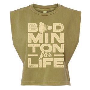 Badminton For Life Badminton Player Shuttlecock Cross Sport Great Gift Garment-Dyed Women's Muscle Tee