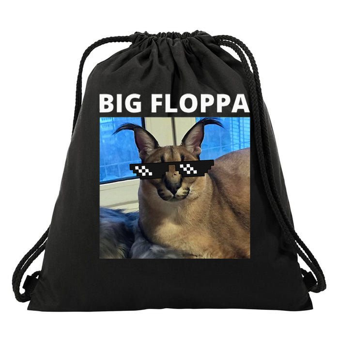 Big Floppa Meme Cat Drawstring Bag