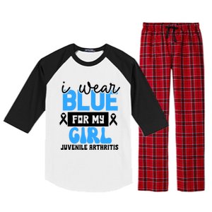 Blue For My Juvenile Arthritis Awareness Mom Dad Sister Gift Raglan Sleeve Pajama Set