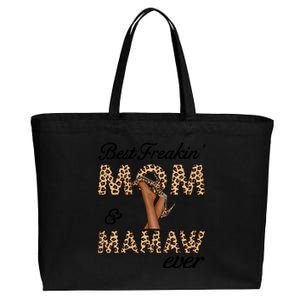 Best Freakin' Mom And Mamaw Ever Leopard High Heels Meaningful Gift Cotton Canvas Jumbo Tote