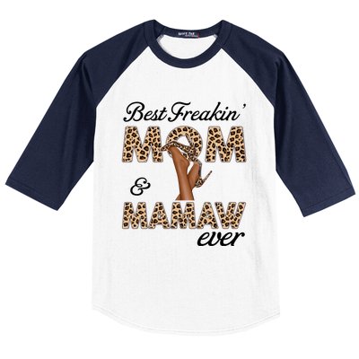 Best Freakin' Mom And Mamaw Ever Leopard High Heels Meaningful Gift Baseball Sleeve Shirt