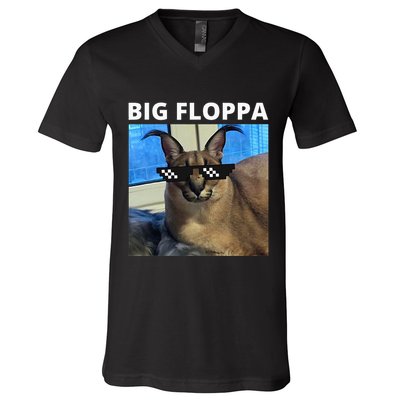 Big Floppa Meme Cat V-Neck T-Shirt