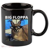 Big Floppa Meme Cat 11oz C Handle Ceramic Mug