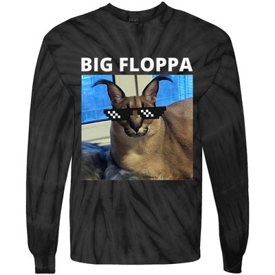 Big Floppa Meme Cat Tie-Dye Long Sleeve Shirt