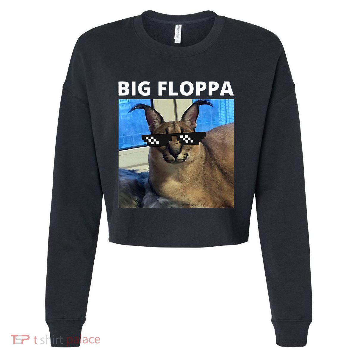 Big Floppa Meme Cat Cropped Pullover Crew