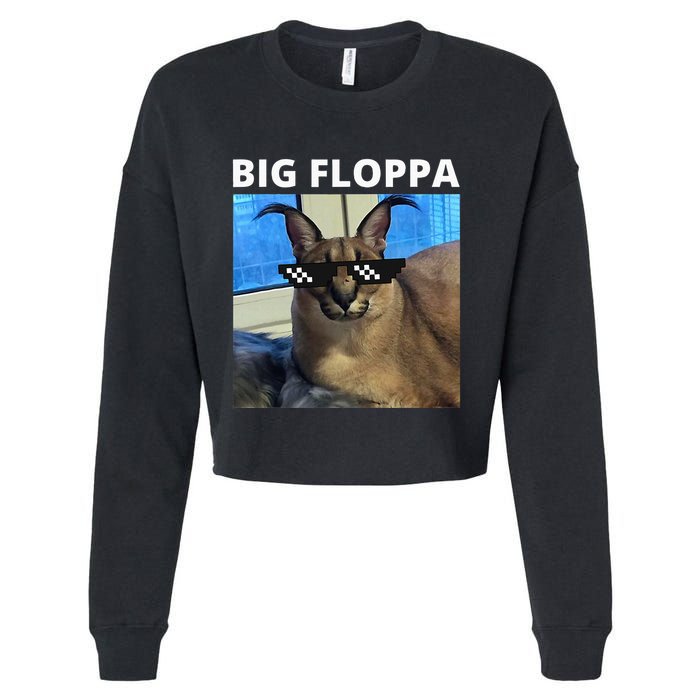 Big Floppa Meme Cat Cropped Pullover Crew