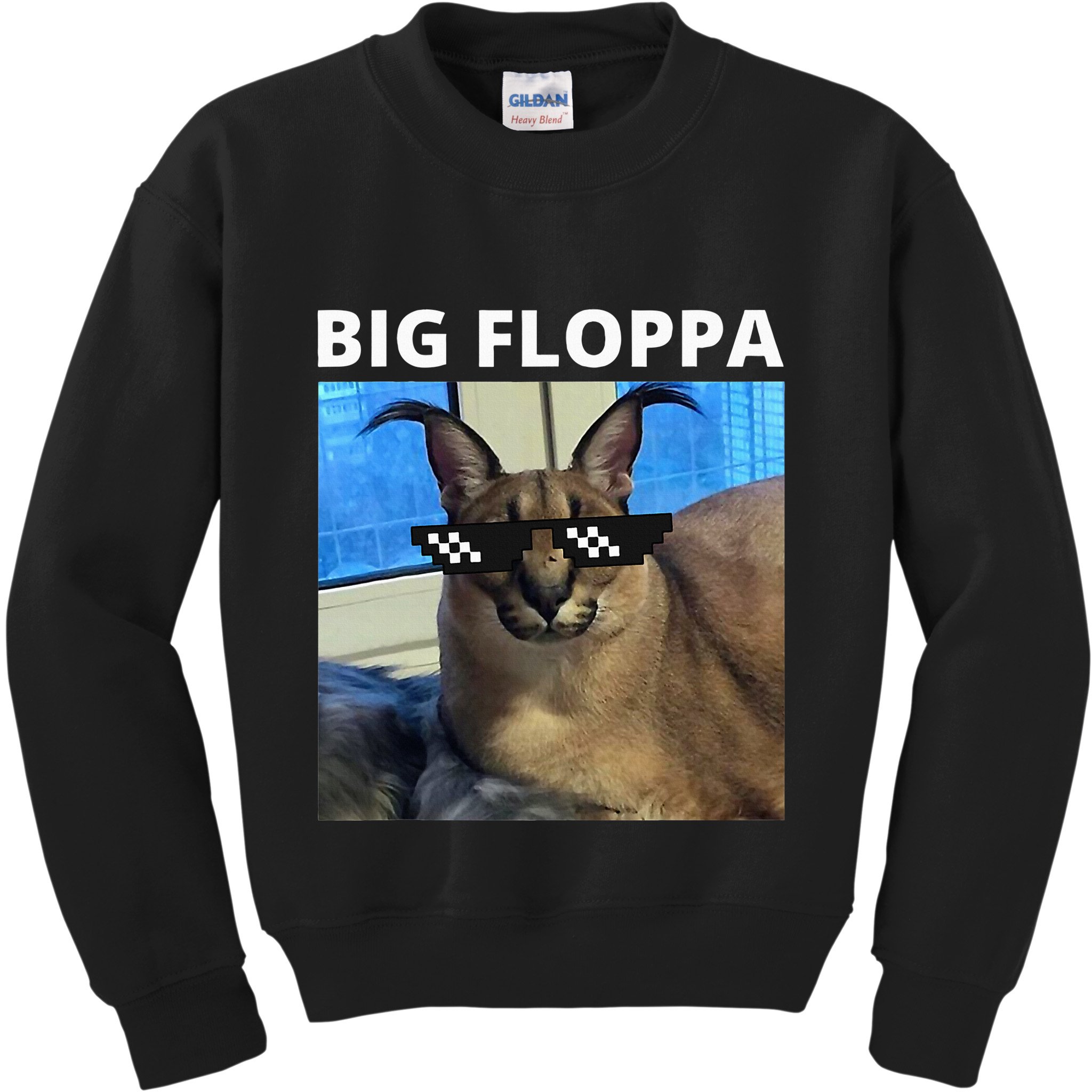 Big Floppa Meme Cat Kids Sweatshirt
