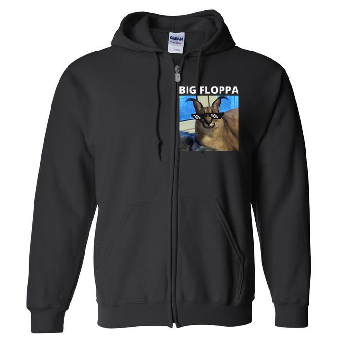 Big Floppa Meme Cat Full Zip Hoodie