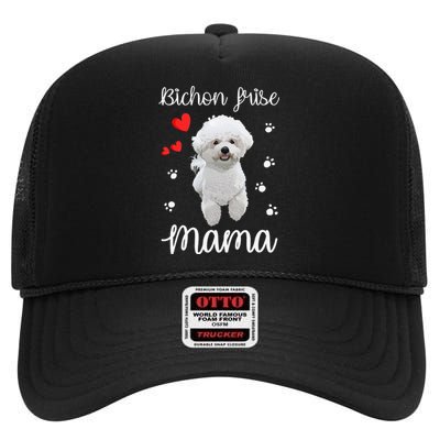 Bichon Frise Mom Cute Puppy Dog Lovers Gifts High Crown Mesh Back Trucker Hat