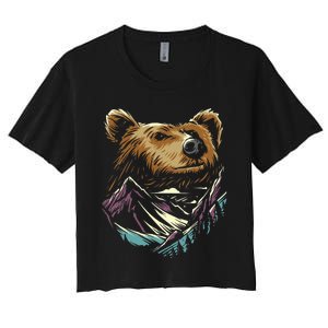 Bear Forest Mountain funny camping lovers Women's Crop Top Tee