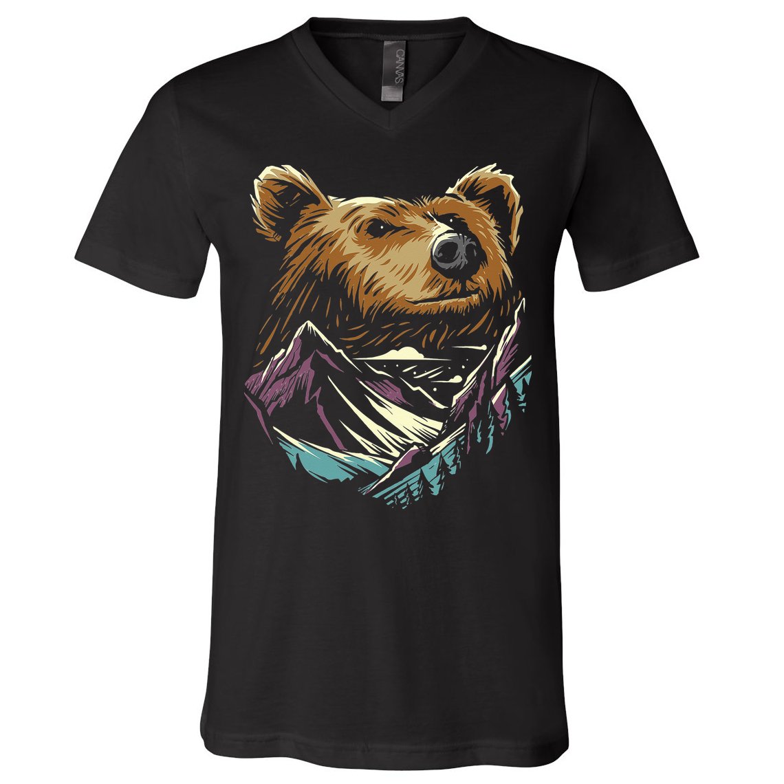Bear Forest Mountain V-Neck T-Shirt