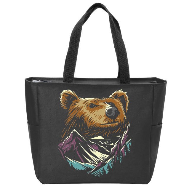 Bear Forest Mountain Zip Tote Bag