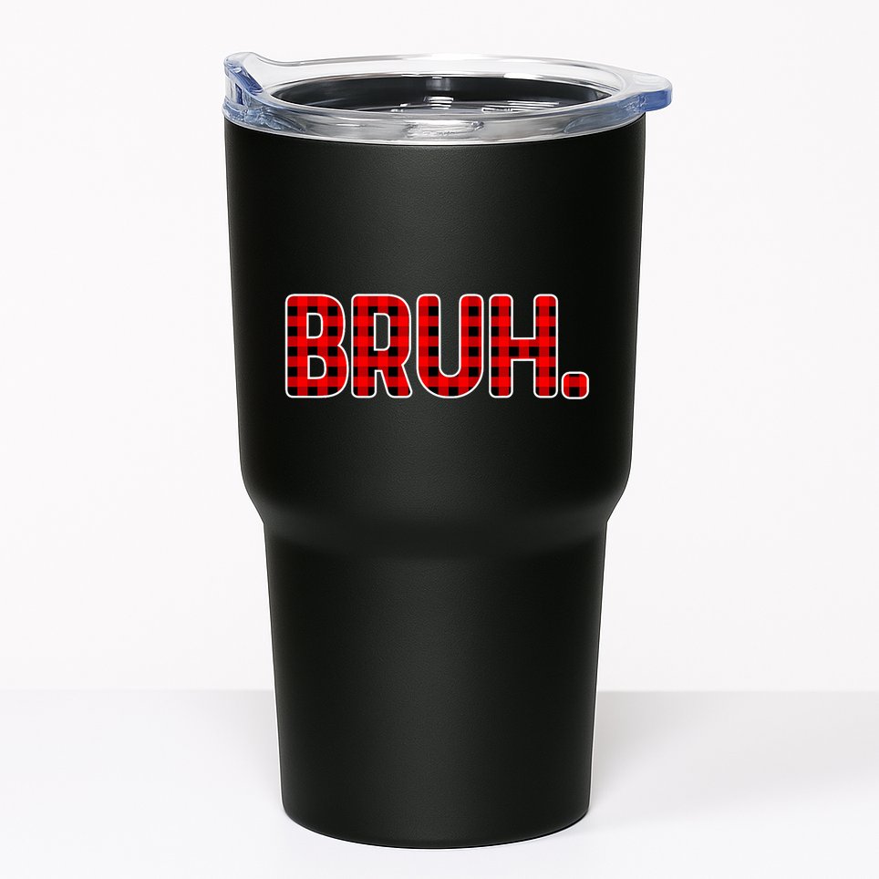 Bruh Funny Meme Teens Christmas Plaid Pajamas Xmas Tumbler