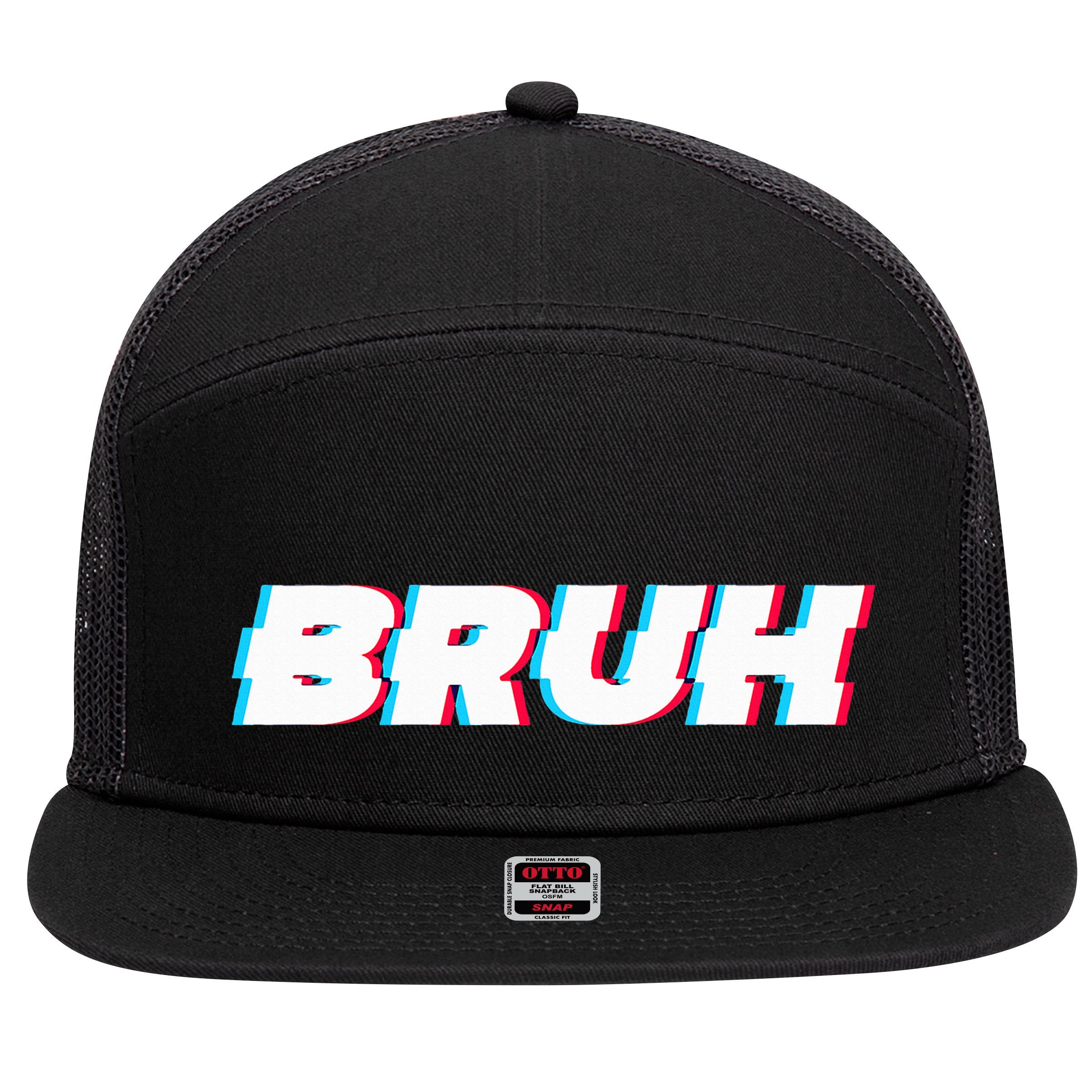 Bruh Funny Meme Saying Brother Greeting Gamer Slang 7 Panel Mesh Trucker Snapback Hat
