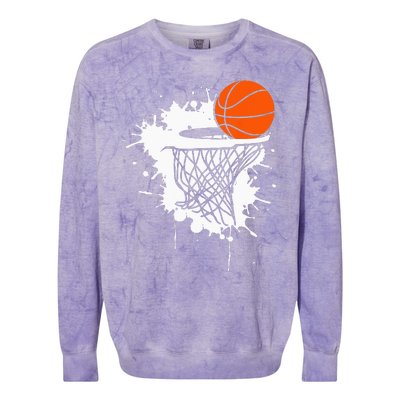 Basketball For Men Slam Dunk Teens Kids Player Colorblast Crewneck Sweatshirt