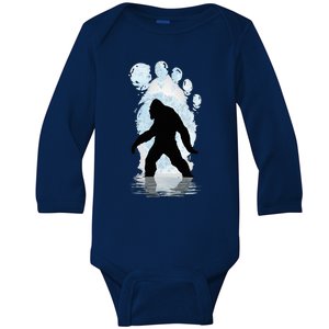 Bigfoot Footprint Moon Light Funny Sasquatch  Baby Long Sleeve Bodysuit