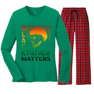 Black Fathers Matter Juneteenth Pride American African Dad Women's Long Sleeve Flannel Pajama Set 