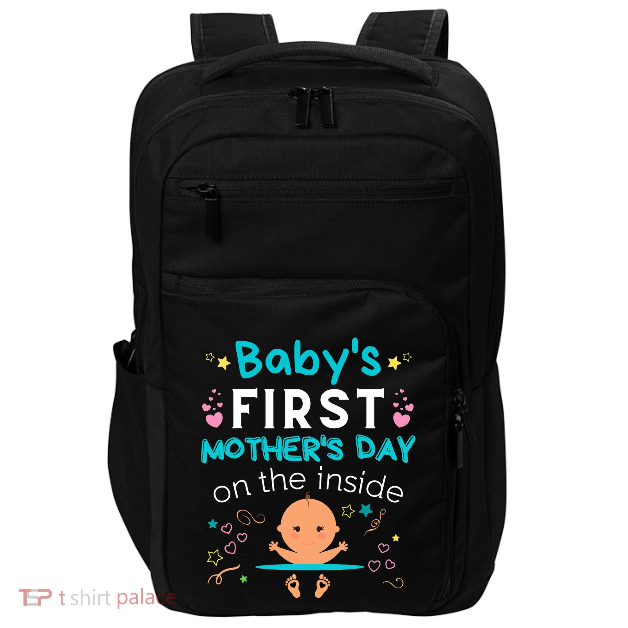 Baby's First Mother's Day On The Inside Boy Pregnant Mommy Impact Tech Backpack