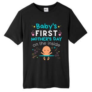 Baby's First Mother's Day On The Inside Boy Pregnant Mommy Tall Fusion ChromaSoft Performance T-Shirt