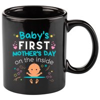 Baby's First Mother's Day On The Inside Boy Pregnant Mommy 11oz C Handle Ceramic Mug