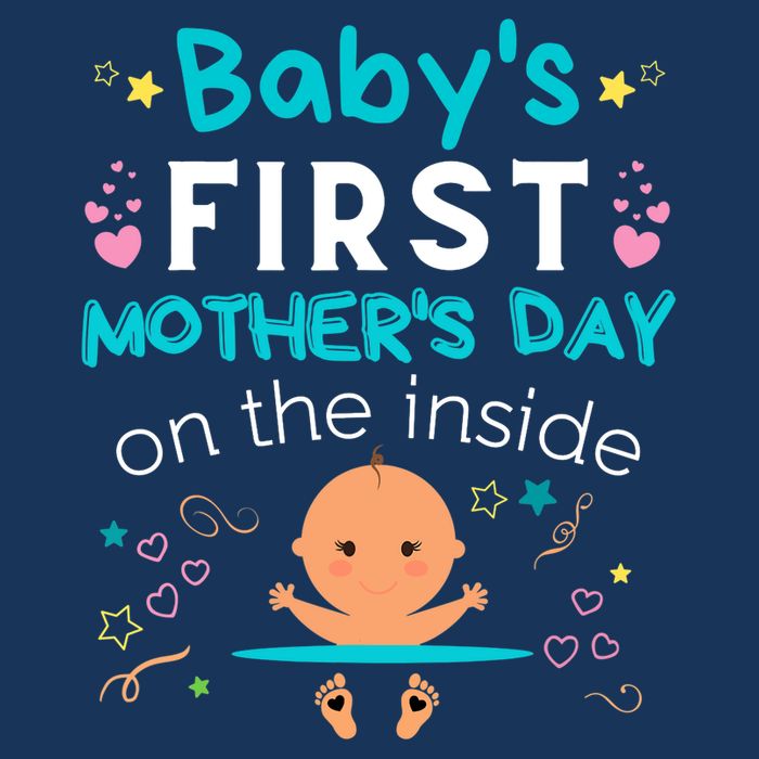 Baby's First Mother's Day On The Inside Boy Pregnant Mommy 7 Panel Mesh Trucker Snapback Hat