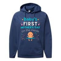 Baby's First Mother's Day On The Inside Boy Pregnant Mommy Performance Fleece Hoodie