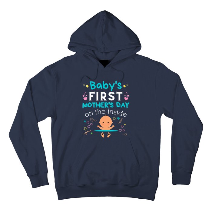 Baby's First Mother's Day On The Inside Boy Pregnant Mommy Hoodie