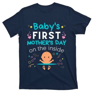 Baby's First Mother's Day On The Inside Boy Pregnant Mommy T-Shirt