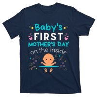 Baby's First Mother's Day On The Inside Boy Pregnant Mommy T-Shirt