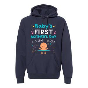 Baby's First Mother's Day On The Inside Boy Pregnant Mommy Premium Hoodie