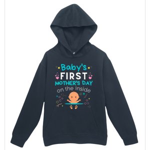 Baby's First Mother's Day On The Inside Boy Pregnant Mommy Urban Pullover Hoodie