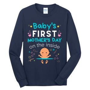 Baby's First Mother's Day On The Inside Boy Pregnant Mommy Tall Long Sleeve T-Shirt