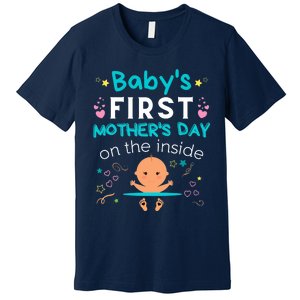 Baby's First Mother's Day On The Inside Boy Pregnant Mommy Premium T-Shirt