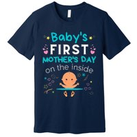 Baby's First Mother's Day On The Inside Boy Pregnant Mommy Premium T-Shirt