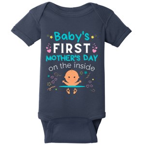 Baby's First Mother's Day On The Inside Boy Pregnant Mommy Baby Bodysuit