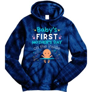 Baby's First Mother's Day On The Inside Boy Pregnant Mommy Tie Dye Hoodie