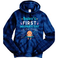 Baby's First Mother's Day On The Inside Boy Pregnant Mommy Tie Dye Hoodie