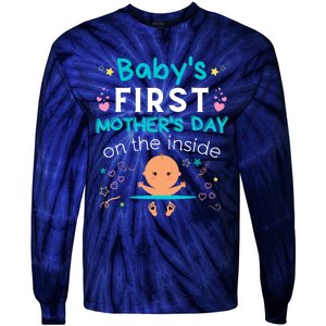 Baby's First Mother's Day On The Inside Boy Pregnant Mommy Tie-Dye Long Sleeve Shirt