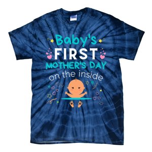 Baby's First Mother's Day On The Inside Boy Pregnant Mommy Tie-Dye T-Shirt