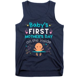 Baby's First Mother's Day On The Inside Boy Pregnant Mommy Tank Top