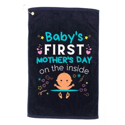 Baby's First Mother's Day On The Inside Boy Pregnant Mommy Golf Towel