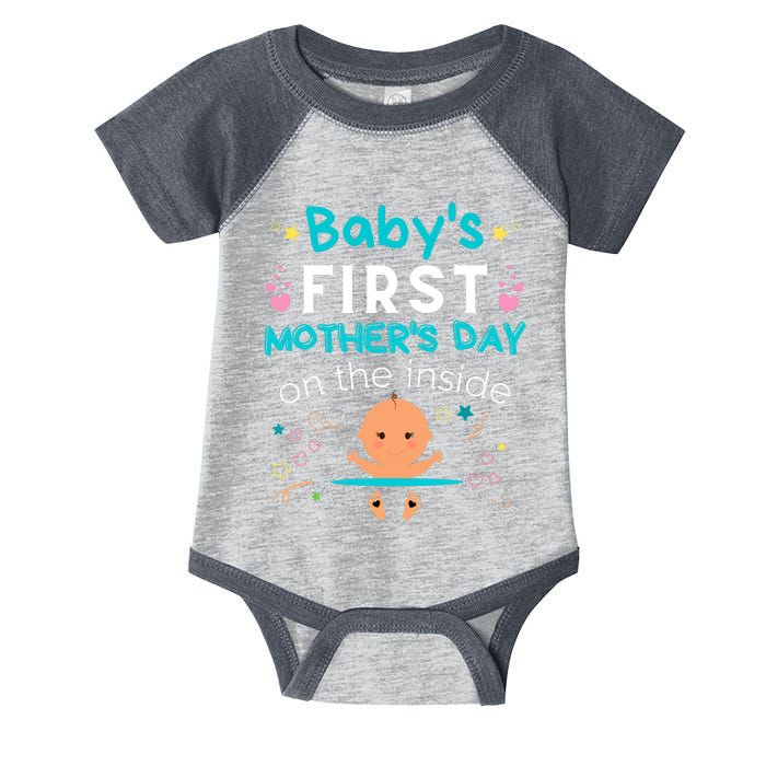 Baby's First Mother's Day On The Inside Boy Pregnant Mommy Infant Baby Jersey Bodysuit