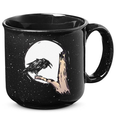 Bird Full Moon Crow Spooky Raven Gothic Halloween 15oz Campfire Ceramic Mug